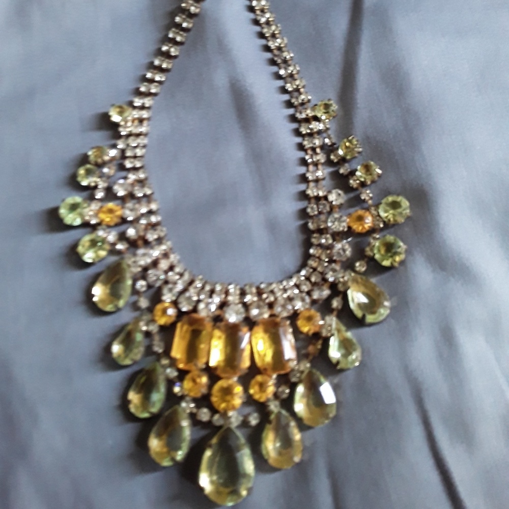 Vintage three colored rhinstone necklace.